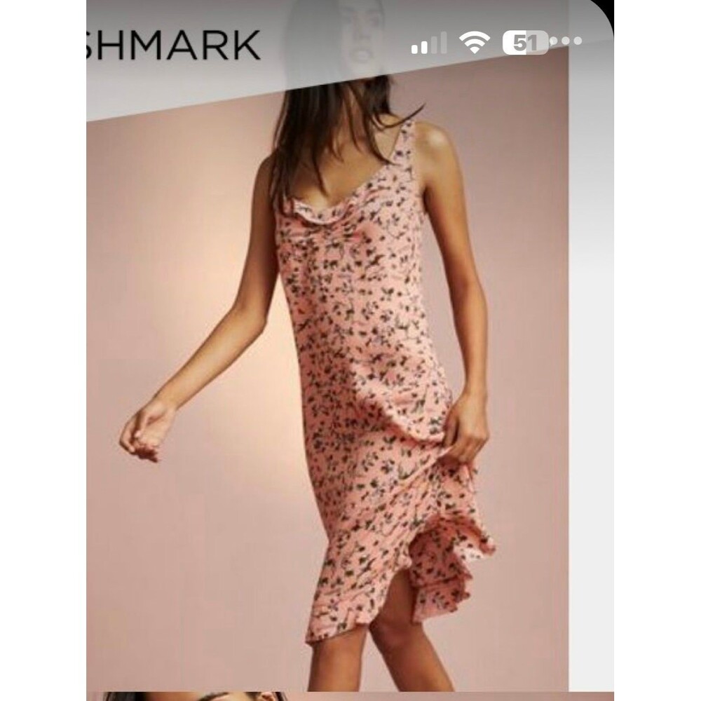 Anthropologie Floreat stunning peach ruffle slip dress sz xl